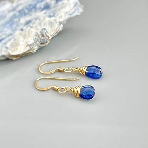 สินค้ามาใหม่อัญมณี kyanite สีน้ำเงินเข้ม925อัญมณีเงินสเตอร์ลิงและต่างหูห้อยทำด้วยมือของขวัญที่เรียบง่ายสำหรับภรรยา - Product Image 1
