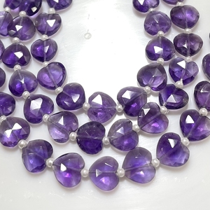 Venta al por mayor 10MM Natural púrpura amatista facetado corazón forma Briolette cuentas Vertical taladro-Cuentas de piedra - Product Image 3