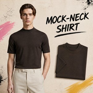 Maglia Base Layer da Uomo in Lyocell Solido Stile Vintage, Lavabile in Lavatrice, Antibatterica, Design Semplice, Girocollo, Manica Corta - Product Image 1