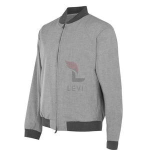 Blouson d'aviateur de qualité supérieure pour hommes, couleur unie, fermeture à glissière complète, veste légère en toile à col montant et logo sur le devant pour hommes - Product Image 6