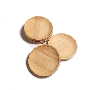 Assiettes à dîner en bois Plateau de service rond en bois de chêne utilisé comme planches de charcuterie Salade de fruits au fromage par l'artisanat en croissant - Product Image 3