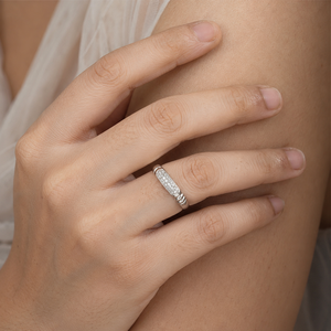 Bague Aurielle Pav - Bague en or véritable 18 carats et platine avec pierre précieuse, certifiée IGI, clarté VS, bague de promesse - Product Image 5