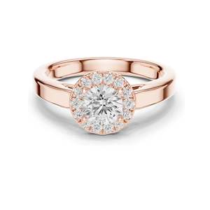 Bague de fiançailles halo avec diamant de laboratoire rond brillant de 0,818 carats, clarté VVS-VS EF, or 18 carats, 14 carats, 10 carats et argent 925, rose - Product Image 2