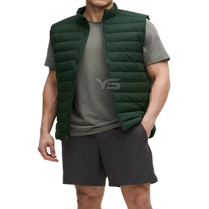 Chaqueta de burbujas de lana sin mangas informal con estampado de logotipo personalizado para hombre, impermeable, transpirable, con cierre de cremallera, talla grande - Product Image 1