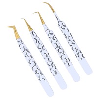 Juego de pinzas para pestañas, pinzas para pestañas, punta de fibra, pinzas de titanio, extensión de pestañas de colores y sin color