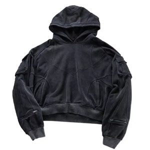 Léger hiver hommes lavage à l'acide brodé Stonewashed polaire pull à capuche surdimensionné séchage rapide - Product Image 3
