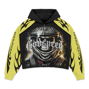 Sweat à capuche surdimensionné à logo personnalisé 2026, lavage à l'acide, vintage, délavé, à fermeture éclair pour hommes - Product Image 1