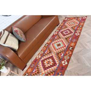 พรมวินเทจตุรกี ขนาด 2.6x9.6 ฟุต (78x292 ซม.) พรมขนสัตว์สีส้ม - Product Image 3