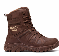 Bottes tactiques en cuir à lacets pour hommes, 8 pouces, chaussures de travail et de randonnée en plein air par QUICK WAY INDUSTRIES