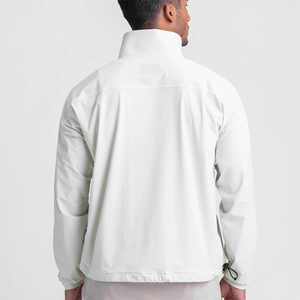 Nouveau 2025 usine en gros OEM col montant hommes quart fermeture éclair tissé imperméable respirant veste réglable bas veste - Product Image 3