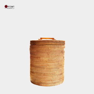 Cesto moderno in Rattan di maiorca con maniglie ritagliate e coperchio per uso domestico ecologico OHC OHC211211 - Product Image 1