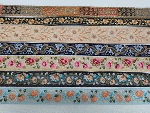 Eco-Friendly Assorted Pastel Floral Embroidered Lace Trim <b>Sequin</b> Detail Vintage Saree Border Dupatta Garment Sewing DIY Craft - Product Image 5