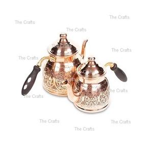 Copper <b>Water</b> <b>Kettle</b> With Wooden Handle Set Of Two Different Size Coffee <b>Kettle</b> For Home Tableware Use - Product Image 3