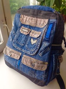 Sac à dos en jean de haute qualité Jeans mode écologique Femme vintage Fait à la main décontracté Ventes entières - Product Image 3