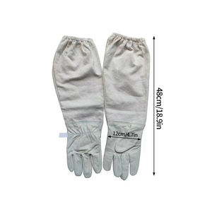 Gants anti-piqûre pour apiculteurs en cuir grainé 3 couches gants d'apiculture longue manchette en toile avec fermeture élastique - Product Image 1