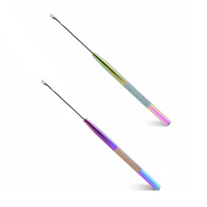 Aguja de gancho con mango de Metal de acero inoxidable dorado de alta calidad, aguja de tracción de bucle roscado, aguja de ganchillo para microextensión de cabello - Product Image 3