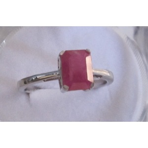 <b>Boho</b> Statement <b>Ring</b> with Ruby Oct Cushion & Emerald Cut Natural Stone Bezel Set Gemstone Engagement <b>Ring</b> Made of PT950 Material - Product Image 1