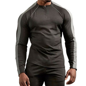 2026 personalizado ligero cuello simulado con pecho cremallera larga diseñador manga larga raglán Jersey correr gimnasio hombres chándal - Product Image 2