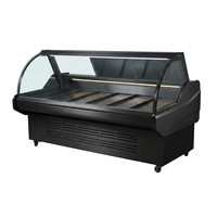 Vitrina Refrigerada Premium para Exhibición de Carne, con Vidrio Curvo, para Carnes Frescas, Filetes, Comida para Llevar y Carnicerías