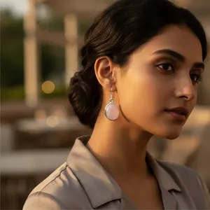 Boucles d'oreilles en argent sterling 925 avec nacre, cadeau pour femme - Product Image 2