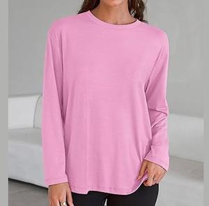 T-shirts à manches longues pour hommes en coton 100% à carreaux de couleur rose, taille plus, personnalisés, de haute qualité, double couche, respirants - Product Image 1