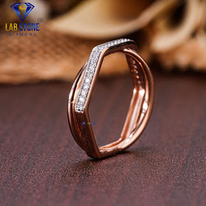 0,15 TDW banda de diamantes redondos 18K anillo de compromiso de oro rosa Cvd/Hpht Joyería de diamantes - Product Image 4