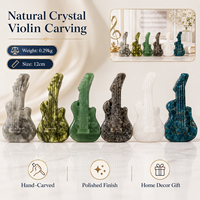 Decorative Crystal Violin Carving, Handmade Natural Stone Instrument Statue for Living Room, Studio and Musician Gift