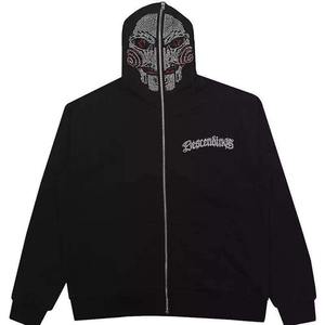 Sudadera con capucha y cremallera con bordado de peso pesado de alta calidad, logotipo personalizado, Sudadera con capucha y cremallera completa de gran tamaño, sudadera con cremallera en blanco 3D - Product Image 5