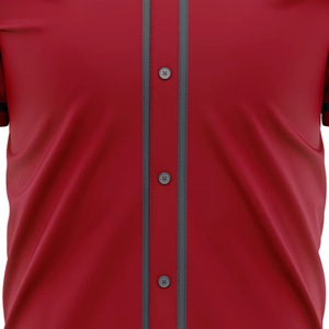 Maillot de baseball rouge pour homme, manches courtes, boutons sur le devant, polyester respirant, coupe classique pour adulte, couleur unie, vêtements de sport - Product Image 6