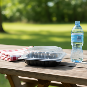 Loncheras de 3 Compartimentos de 9 x 10 Pulgadas, Transparentes y Negras, Contenedores de Alimentos Transparentes y Negros de 3 Compartimentos - Product Image 3