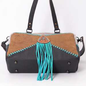 Bolso de cuero Vintage hecho a mano, bohemio, piel de vaca, borla, correa ajustable, cierre de cremallera, billetera para dama, forro de lona, tarjeta - Product Image 2