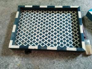 Plateau de service et de rangement rond élégant en os naturel pour le thé, le café, la restauration rapide, les mariages ou les événements professionnels – Outil de cuisine unique, plateau cadeau - Product Image 5