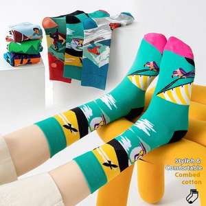 Chaussettes tube en coton écologique pour jeunes, automne-hiver, avec imprimé dessin animé, pour hommes et femmes, logo sous le pied, pour l'entraînement, vente en gros - Product Image 5