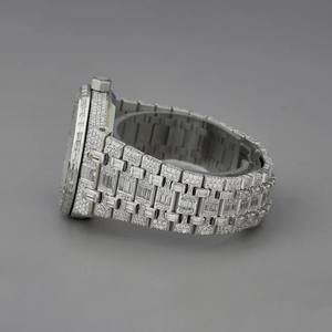 Reloj de Cuarzo para Hombre, Personalizado, Blanco Brillante, con Diamantes de Imitación Moissanite, Manecillas Luminosas, Elegante, de Lujo, Estilo Hip Hop - Product Image 2