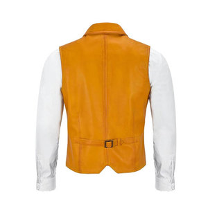 Nuevo Chaleco de motorista de cuero de vaca genuino de Color personalizado de moda para hombres sin mangas transpirable Chaleco de Motor de equitación - Product Image 4