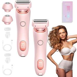 Afeitadora Eléctrica Recargable 2 en 1 para Mujer, con Doble Cuchilla de Acero Inoxidable, Resistente al Agua IPX7, Lavable, con Batería USB - Product Image 1