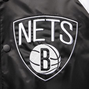 Varsity Satin Raglan College Bomber Jacket Full-Snap Winter Coat Silk Basketball Brodé American Letterman OEM Service - Product Image 6