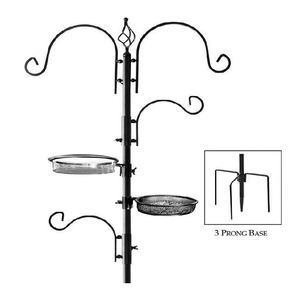 แท่นให้อาหารนกเสาโลหะสีดำทนทานพร้อมง่ามมีสไตล์กลางแจ้งสวนเสาสำหรับนก - Product Image 1