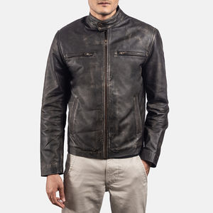 Blouson en cuir intemporel pour homme – Vente en gros, haute qualité, durable, sur mesure, design classique, service OEM, col montant, hiver - Product Image 1