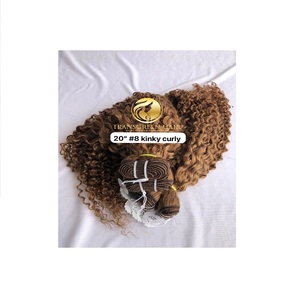 Top New Best Quality 20 "#8 Color Kinky Curly Wholesale's Raw Indian Temple Directo de India Machine Double Weft Human Bundle's - Product Image 1