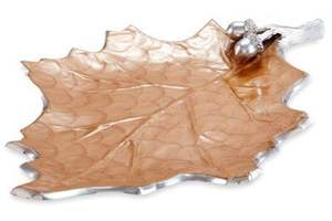 Green Holly Leaf Decorative Dish with Silver Edge Resin <b>Bowl</b> Red Accent Elegant Centerpiece Stylish <b>Serving</b> Plate Home Table - Product Image 3