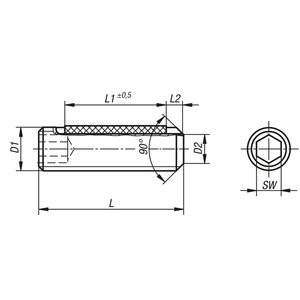 K0707 M8 x 12 Grub Screw Hex Socket <b>Thread</b> <b>Lock</b> Steel Black Bright DIN EN ISO 4026 - Product Image 3