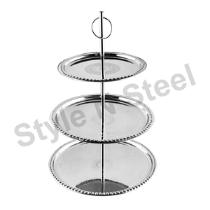 Hot Sell 3 <b>Tier</b> Wooden Stainless Steels Display <b>Cake</b> Stand Hot Sell 3 <b>Tier</b> Wooden Stainless Steels Display <b>Cake</b> Stand - Product Image 1