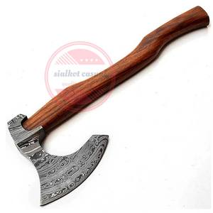 Vente en gros Hache viking en acier Damas avec manche en bois Hache de chasse extérieure personnalisée - Product Image 6
