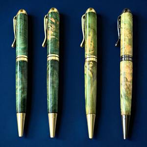 Stylo à bille en bois stabilisé fait main exclusif, largeur d'écriture de 0,7 mm, stylo d'écriture de luxe, cadeau d'affaires, collection aquamarine - Product Image 3