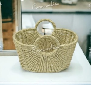 Bolsos de hombro de yute de bambú de diseño elegante para mujer, bolso de moda de yute de Color Natural, bolso de playa de hombro para niña - Product Image 2