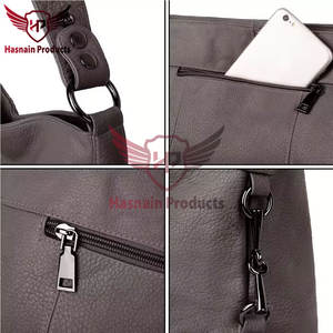 Dernier design du fabricant Sac à bandoulière de luxe pour femmes Grande capacité Sac à main en cuir gris Exquis - Product Image 5