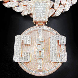 Colgante de Diamante con Certificado IGI, Chapado en Oro, Plata de Ley 925, Estilo Hip Hop, Personalizado con Nombre, Forma Redonda, Diamante VVS, Joyería para Hombre - Product Image 4