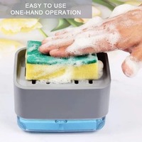 ANAX Distributeur de savon rectangulaire moderne en plastique PP 300 ml, écologique, rechargeable, anti-fuite, finition brillante, pour vaisselle et lavage des mains