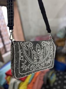 Bolsos de hombro de algodón de estilo bohemio para mujer india, bolsos de mano con cuentas hechos a mano con cremallera para compras nocturnas, bolsos de mensajero de estilo bohemio - Product Image 4